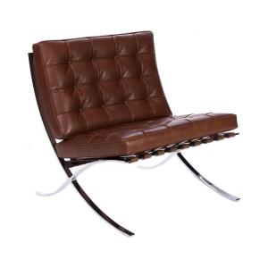 Knoll - Barcelona Fauteuil relax, chrome / cuir brun Venezia