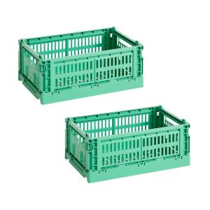 HAY - Colour Crate Panier S, 26,5 x 17 cm, dark mint , recy…