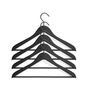 HAY - Soft Coat Cintre avec barrette, slim, noir (lot de 4)