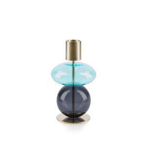 Holmegaard - Bubble bougeoir H 14 cm, bleu clair / smoke