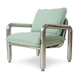 HKliving - Chrom -Fauteuil lounge, canvas menthe