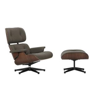 Vitra - Lounge Chair & Ottoman, noir / poli, noyer foncé, c…
