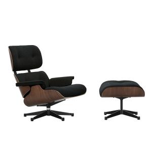 Vitra - Lounge Chair & Ottoman, noir / poli, noyer foncé, N…