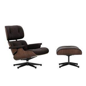 Vitra - Lounge Chair & Ottoman, noir / poli, noyer foncé, c…