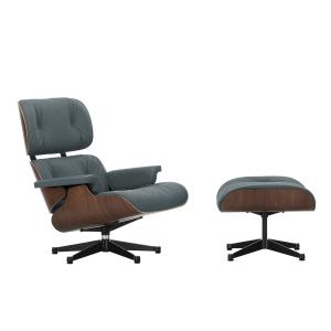 Vitra - Lounge Chair & Ottoman, noir / poli, noyer foncé, c…