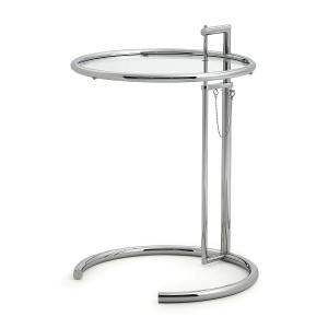 ClassiCon - Table ajustable E1027, chrome / verre de cristal