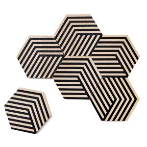 Areaware - Table Tiles Optic Lot de 6 sous-verres, noir