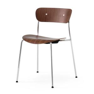 & Tradition - Pavilion Chaise, cadre chromé / noyer laqué