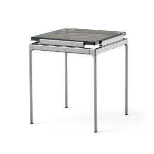 & Tradition - Sett Side Table LN11, verre coulé fumé / chro…