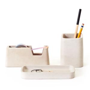 Areaware - Concrete Desk Set, gris (série de 3 pièces)