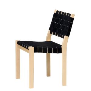 Artek - Chaise 611, laqué bouleau clair / sangles en lin no…