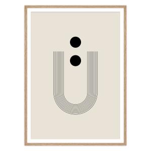 artvoll - Graphic Arches U Poster, beige, avec cadre, chêne…