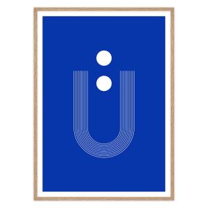 artvoll - Graphic Arches U Poster, bleu, avec cadre, chêne…