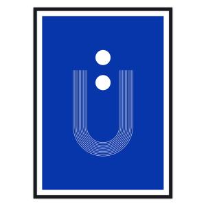 artvoll - Graphic Arches U Poster, bleu, avec cadre, noir,…