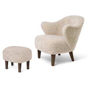 Audo - Ingeborg Fauteuil et repose-pieds, chêne teinté fonc…