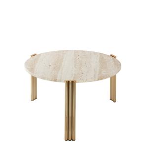 AYTM - Tribus Table d'appoint, Ø 60 cm, or / travertine