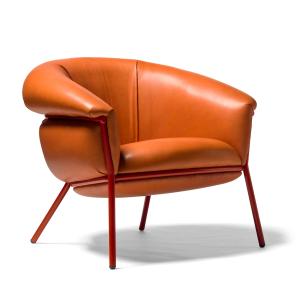 BD Barcelona - Fauteuil Grasso, rouge (RAL 3013) / cuir pam…