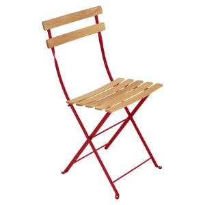 Fermob - Bistro Chaise pliante Naturel, rouge coquelicot