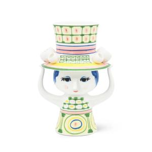 Bjørn Wiinblad - Dame au chapeau, vase, H 2 4. 5 cm, vert