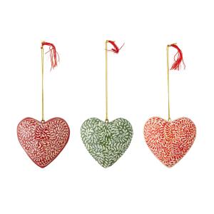 Bloomingville - Cassidy Ornement, rouge / vert (set de 3)