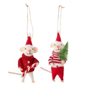 Bloomingville - Peo Ornament, rouge / blanc (set de 2)