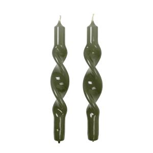 Broste Copenhagen - Twist Bougie, grape leaf green (set de…