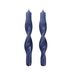 Broste Copenhagen - Twist Bougies, baja blue (set de 2)