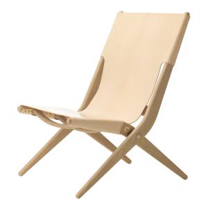 Audo - Saxe Chair fauteuil pliant, chêne savonné / cuir nat…