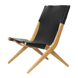 Audo - Saxe Fauteuil pliant, chêne huilé / cuir noir