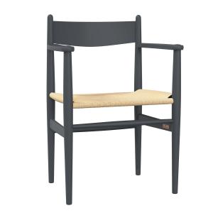 Carl Hansen - CH37 Chaise, hêtre laqué soft anthracite / tr…