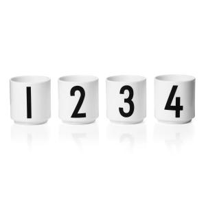 Design Letters - Mini-mug en porcelaine (lot de 4), blanc