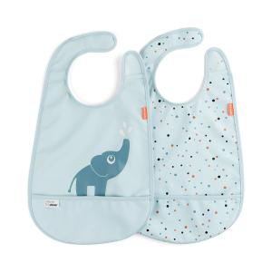 Done by Deer - Bavoir avec velcro Elphee, bleu (set de 2)