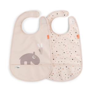 Done by Deer - Bavoir avec velcro Ozzo, rose (set de 2)