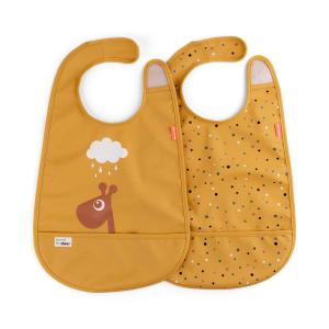 Done by Deer - Bavoir avec velcro Raffi, jaune moutarde (lo…