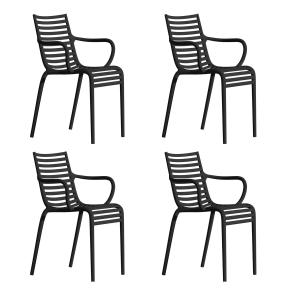 Driade - PIP-e Fauteuil de jardin, gris mat (set de 4)