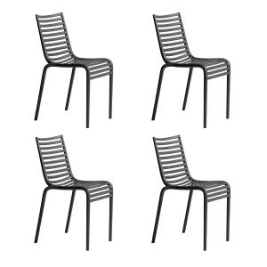 Driade - PIP-e Chaise de jardin, gris foncé (lot de 4)