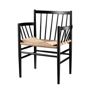 FDB Møbler - J81 Chaise avec accoudoirs, hêtre laqué noir /…