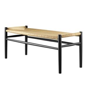 FDB Møbler - J83B Banc, hêtre laqué noir / vannerie naturel…