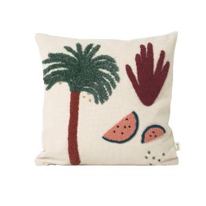 ferm LIVING - Coussin enfant brodé ""palme"""", blanc"