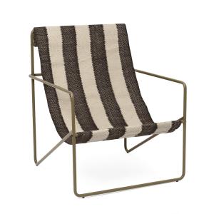 ferm LIVING - Desert Lounge Chair, olive / blanc cassé / ch…