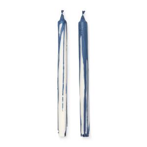 Ferm Living - Dryp Bougies à tige, blanc / bleu foncé (set…