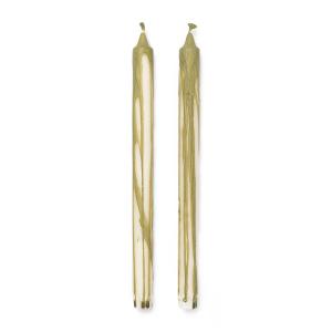 Ferm Living - Dryp Bougies à tige, blanc / vert olive (set…
