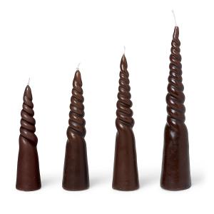 ferm LIVING - Bougies torsadées, brun foncé (lot de 4)