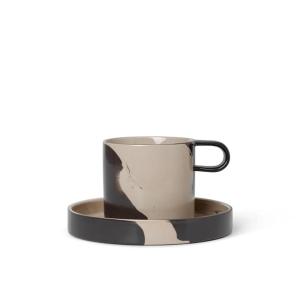 Ferm Living - Inlay Tasse en grès avec assiette, sable / br…