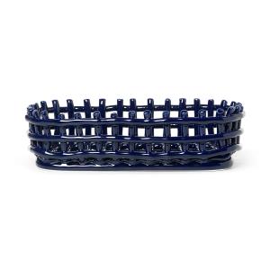 Ferm Living - Corbeille ovale en céramique, bleu