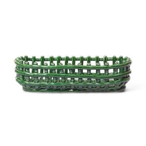 Ferm Living - Corbeille en céramique ovale, emerald green