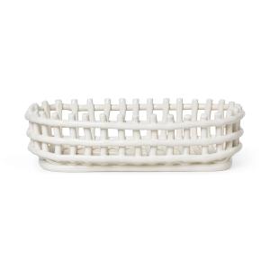 Ferm Living - Corbeille ovale en céramique, off-white