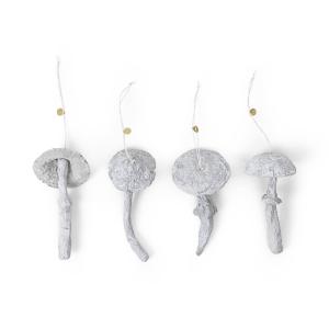 ferm LIVING - Mushroom Ornament, blanc fané (set de 4)