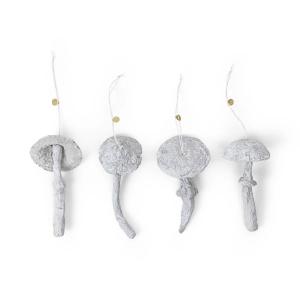 Ferm Living - Mushroom Ornament, blanc fané (set de 4)