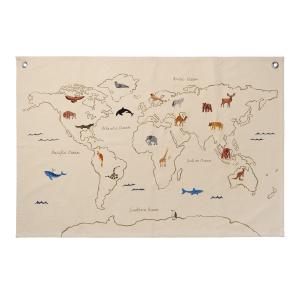 Ferm Living - The World Carte géographique des tissus, blan…